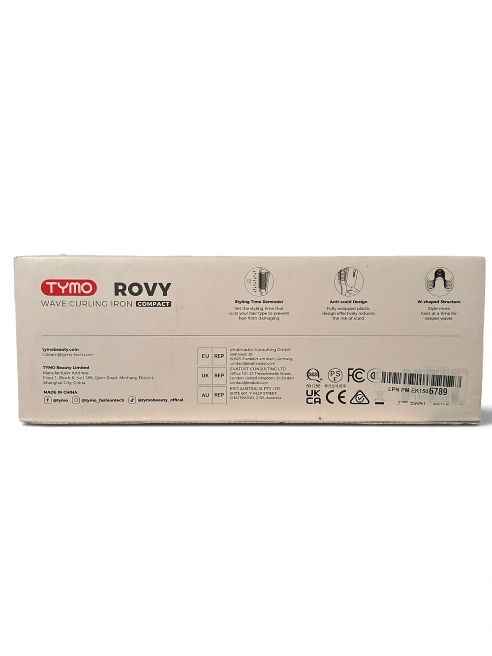 TYMO ROVY Compact Wave Curling Iron Pink Hair Waver Ceramic Styling Tool